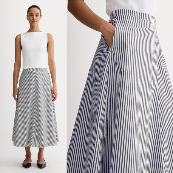NWT Everlane Utrasoft Cotton Striped Midi Skirt